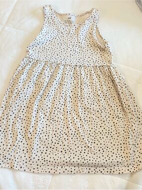 H&M Cream Polka Dot Tank Dress with Black Spots cotton fabric girls 3/4T